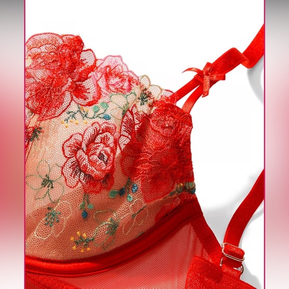 New! Victoria’s Secret Wicked Unlined Floral Embroidery Apron teddy 4297 - Picture 2 of 9